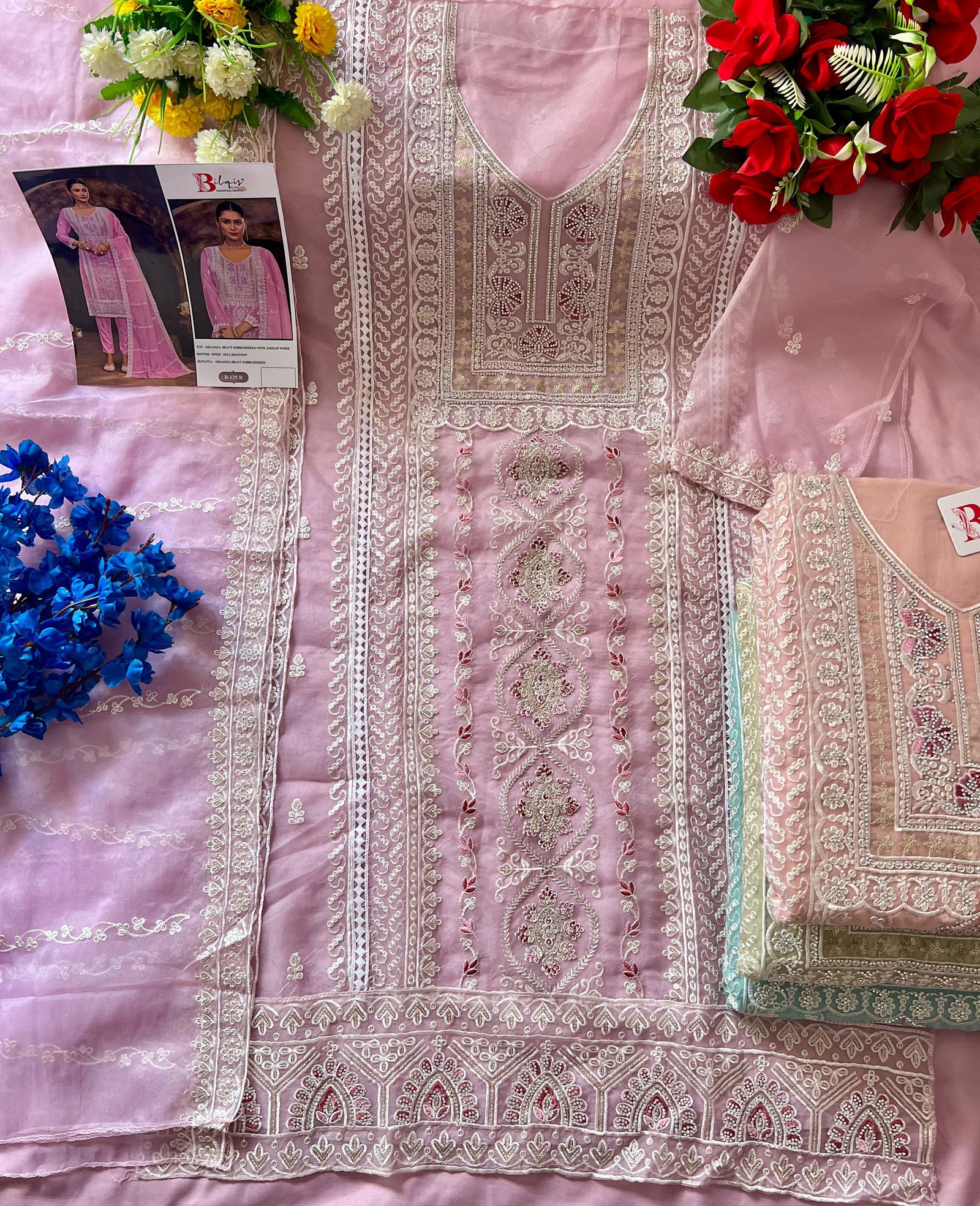 Bilqis B 129 A To D Organza Pakistani Suits Wholesale Shop In Surat